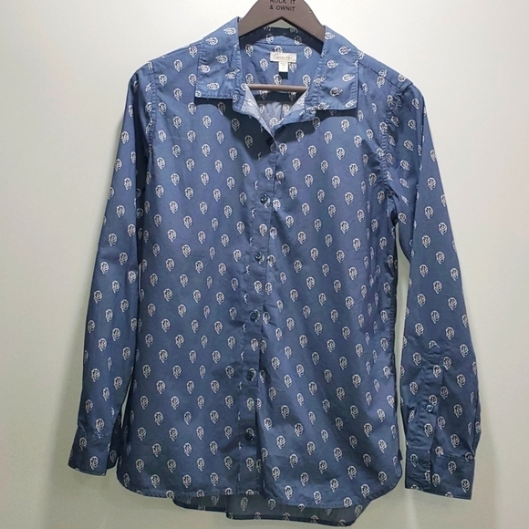 Garnet Hill longsleeve buttonfront blouse - Picture 1 of 4